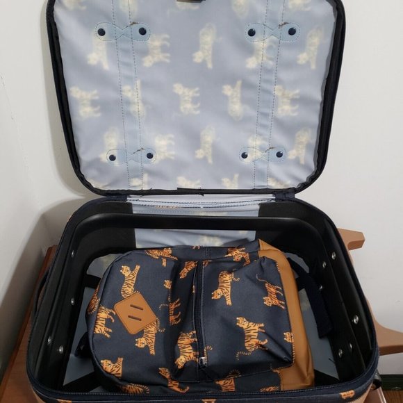 Blue and Tan Dog Print Backpack with Durable Fabric - Picture 8 of 12